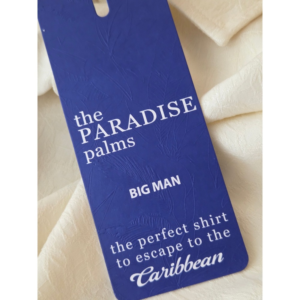 Caribbean Men's button up shirt Size 4XB Big Man Ivory Paradise Palms NWT - Picture 8 of 8